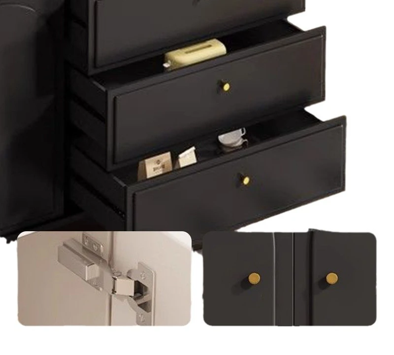 صندوق من الخشب الصلب، غرفة نوم منزلية سوداء، تخزين شقة صغيرة