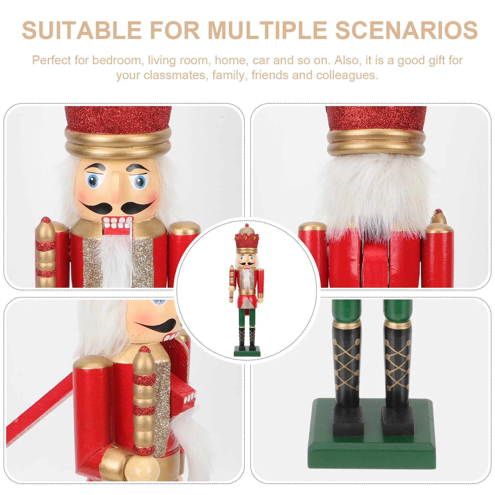 

1pc Wooden Nutcracker Decor Classic Soldier Figurine Balloon Wedding Statue Bridegroom Home Car Ornament Handmade Craft Gift