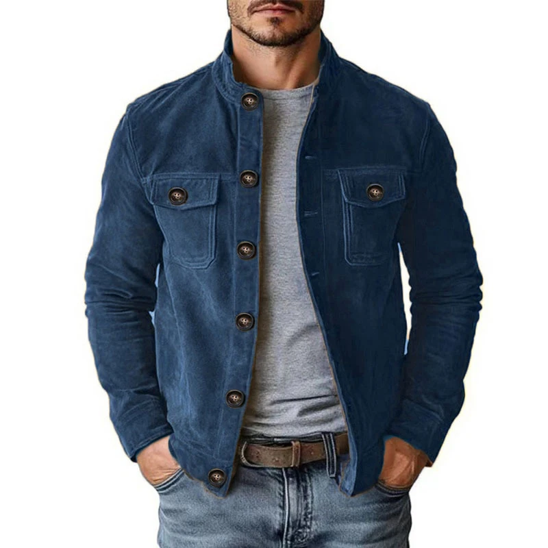 Fashionable Mens Suede Jackets 2026 Autumn New Casual Solid Color Long Sleeve Outerwear Men Leisure Button-up Lapel Jacket Coats