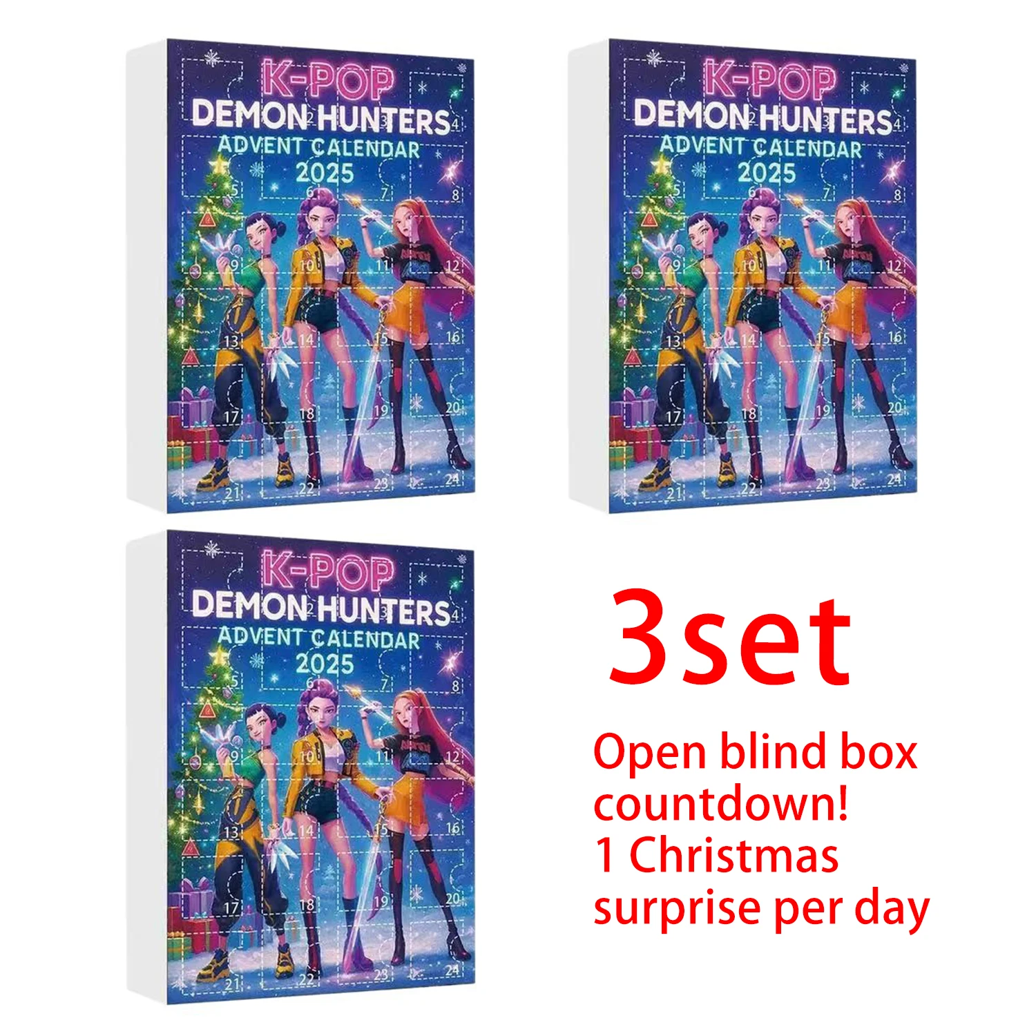 En stock Navidad K-pop Demon Hunting 24 piezas Calendario de Adviento Caja ciega sorpresa K pop Dolls Cajas de Halloween Figura Regalos Juguetes para niños