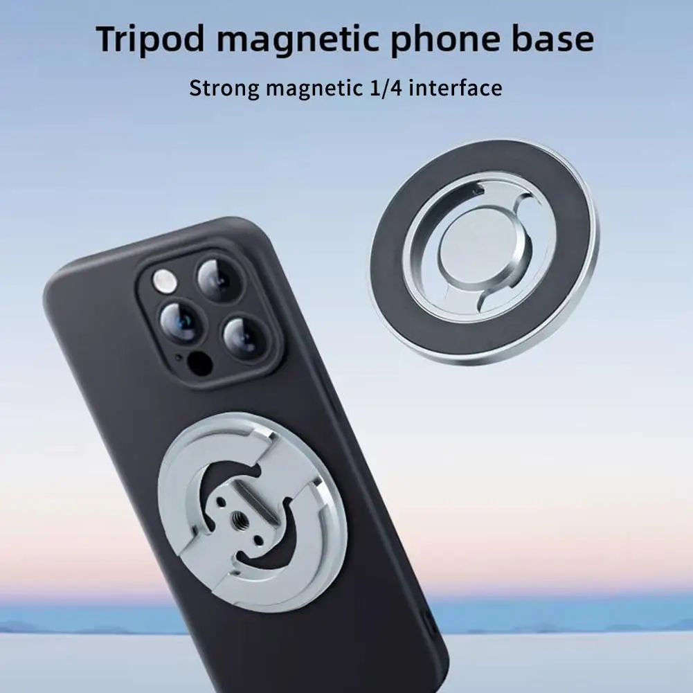 

For IPhone 16 12 13 14 15 Series Magnetic Cell Phone Holder Universal 1/4 Cold Shoe Photography Fixed Base Tripod Adapter