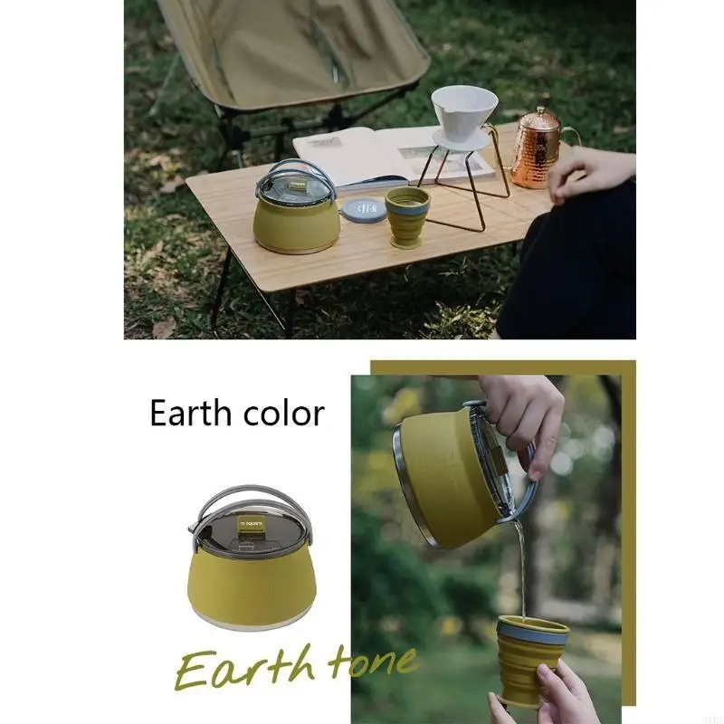 Portable Folding Silicone Kettle Collapsible Water Boiler Pot Outdoor Camping Hiking Cooker Water Boiling Coffee Maker