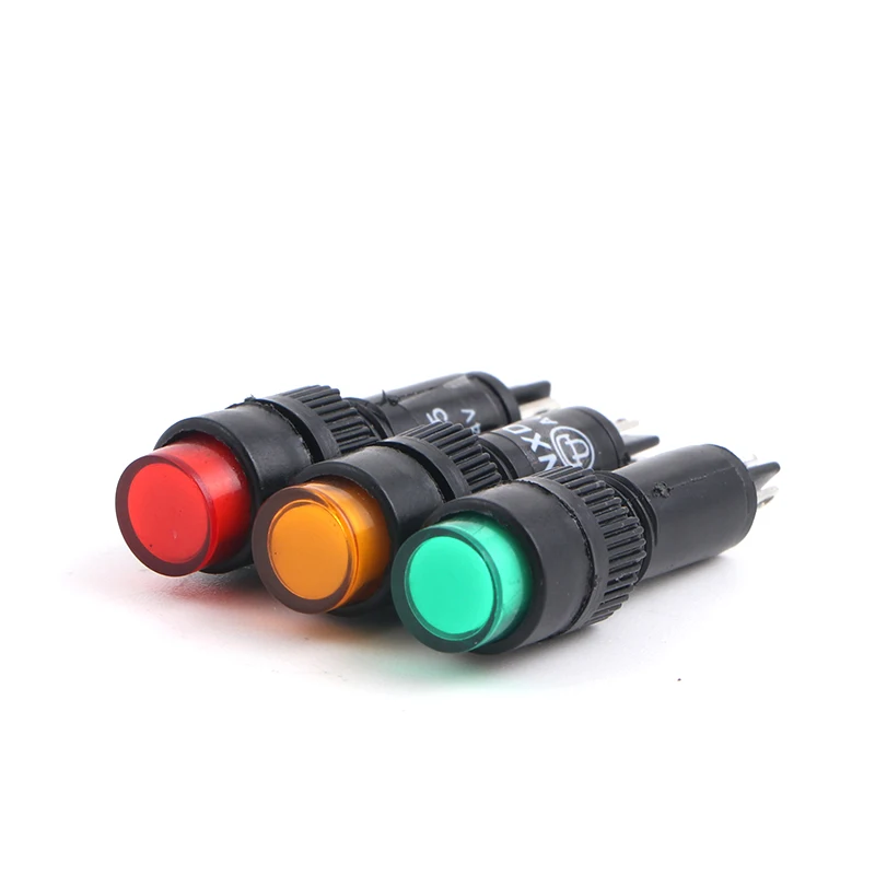 10PCS NXD-215 8mm Plastic LED Indicator Light 12V 24V 110V 220V AC/DC LED Red Green Blue Amber White Pilot Lamp Signal Lights