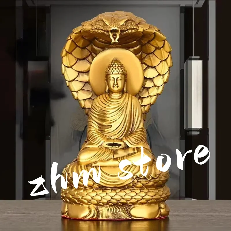 Feng Shui Copper Shakyamuni Home Buddhist Hall Crafts Statue Home Living Bedroom Sculptures