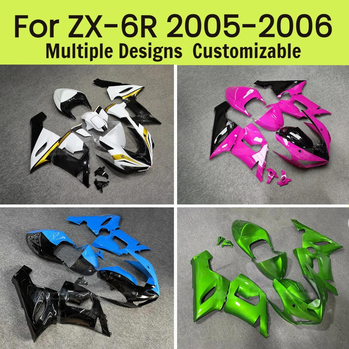 

Комплект обтекателей для мотоцикла Kawasaki ZX-6R 2005-2006, литые обтекатели, панели кузова