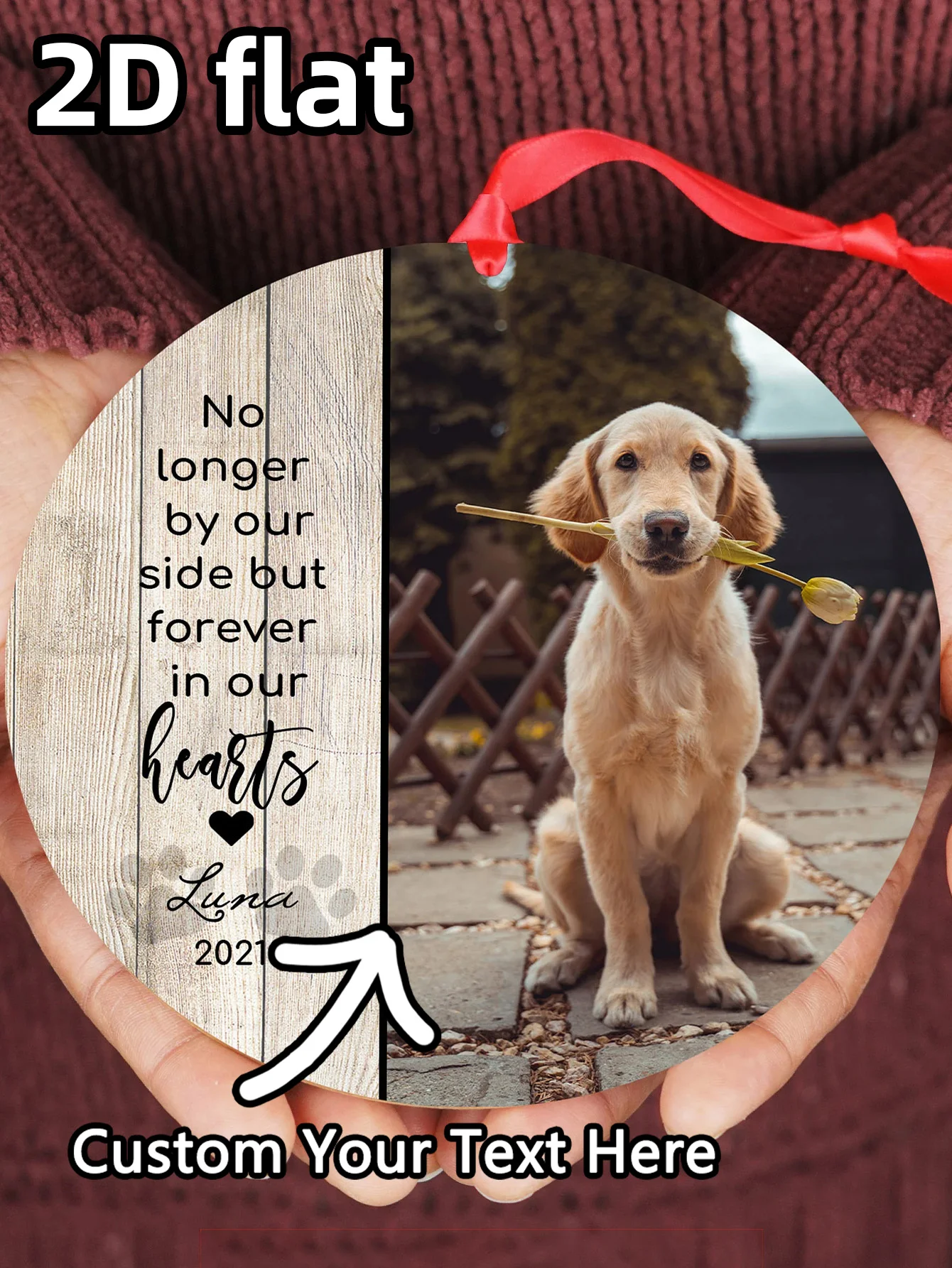 زخرفة تذكارية لعيد الميلاد التذكاري للحيوانات الأليفة - هدية معاطف للكلاب مخصصة - زخرفة صور مخصصة لشجرة العطلات والحيوانات الأليفة #2