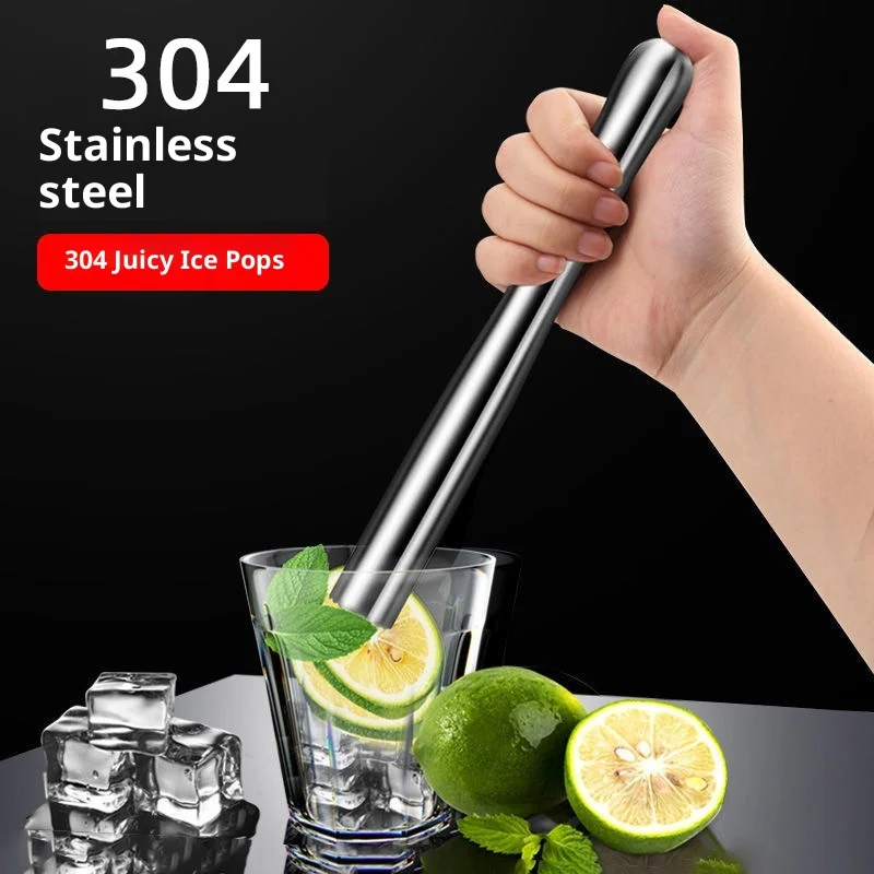 

Stainless Steel 304 Ice Crush Hammer Juice Stick Hand Lemon Tea Fruit Shaker Cup Ice Grinding Stick Kitchen Bar Tool