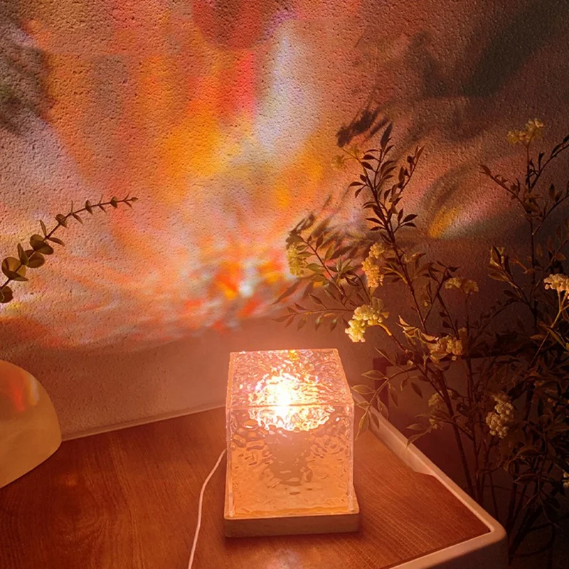 

3D Dynamic Water Ripple Projector Lamp 16-Color Crystal Night Light With Remote Control For Bedroom, Living Room Study