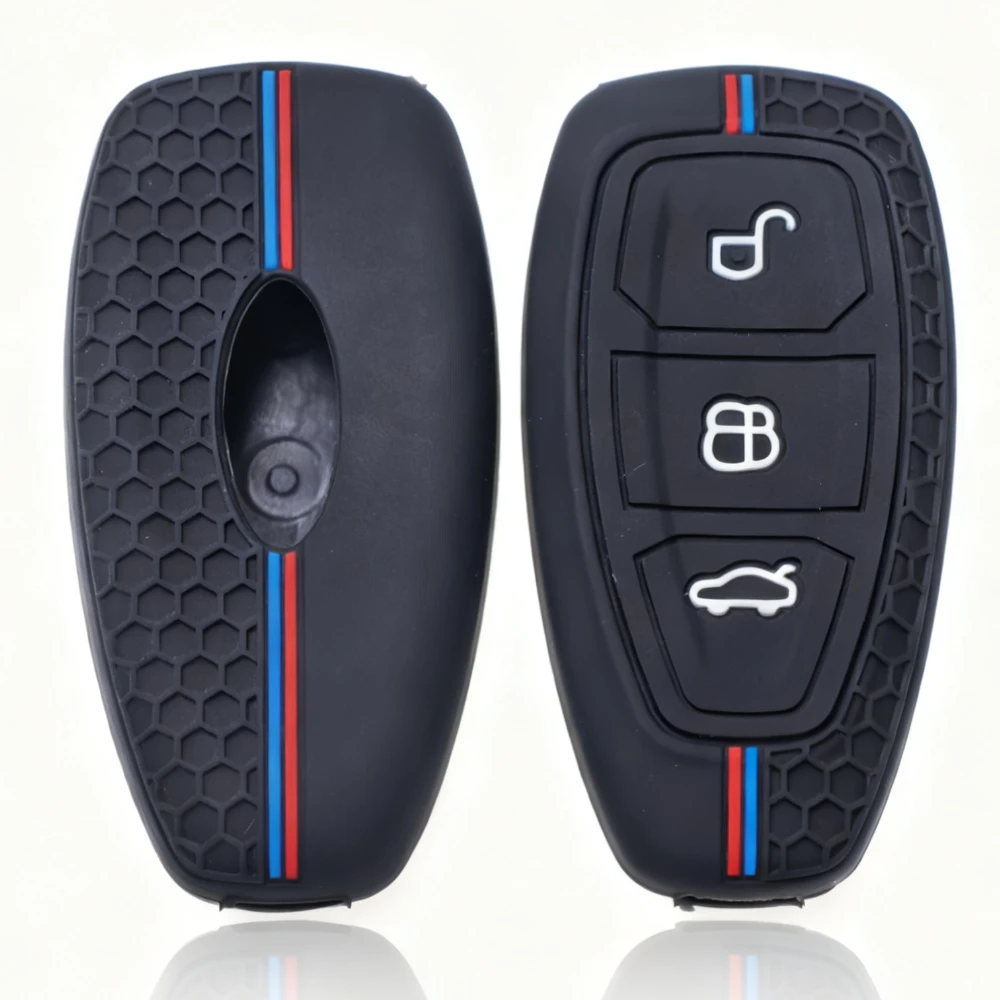 Car Key Pack for Ford ST Line Fiesta Focus Mondeo Ecosport Kuga Puma Edge Escape Metallic Silicone Car Key Fob Case Accessories