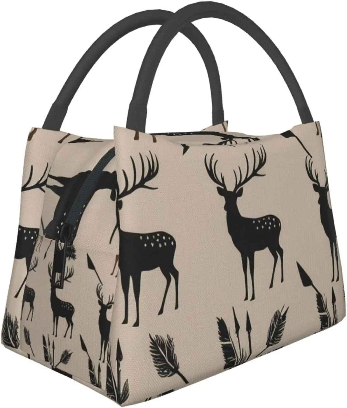 Cute Hunting Arrows Triangles Deer Printed Lunch Bag,Womens and Men Insulated Lunch Bags for Work Reusable Fit