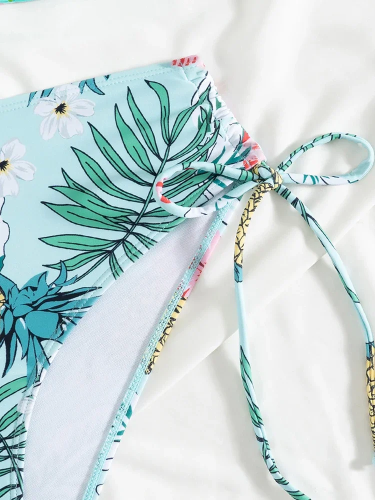 Bikini 2025 New Swimsuit Women Push Up Swimwear Print Sling Bikinis Set Sexy Thong Bathing Suit Female Summer Beach Two Piece