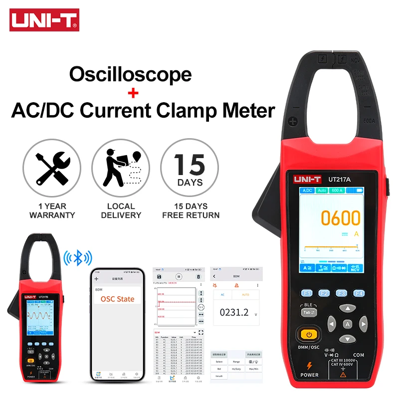 UNI-T Clamp Meter Oscilloscope UT217A UT217B AC DC Current Clamp Digital Multimeter NCV Bluetooth Function Analog Bandwidth