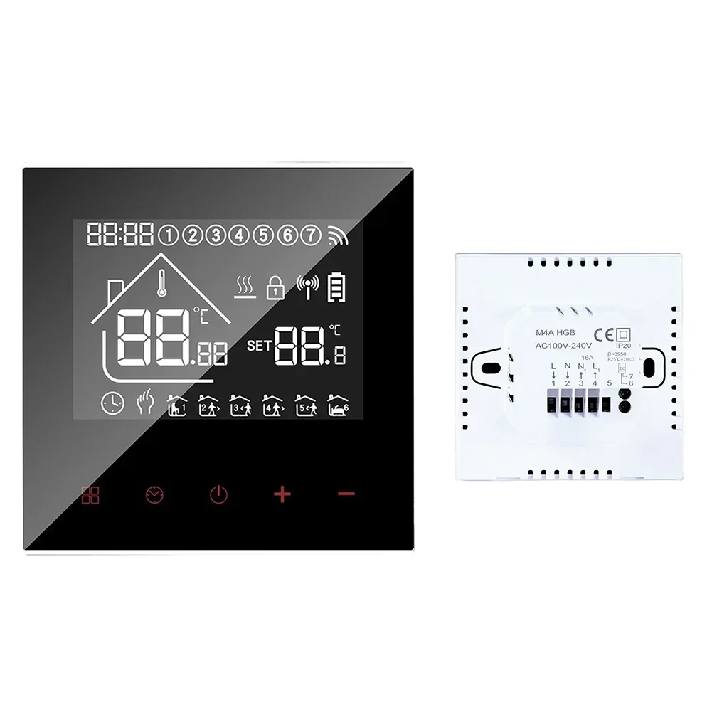 Tuya WiFi Termostato Para Aquecimento De Piso De Água, Controle Remoto De Temperatura, Usuário Amigável, Exibição Touchscreen