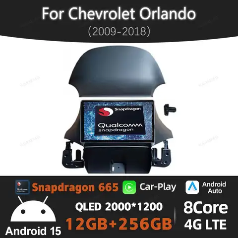 Chevrolet Orlando 2009 2010 - 2018 용 Android 15 차량용 라디오 멀티미디어 스테레오 비디오 플레이어 2K 화면 GPS 4G WIFI CarPlay Auto BT