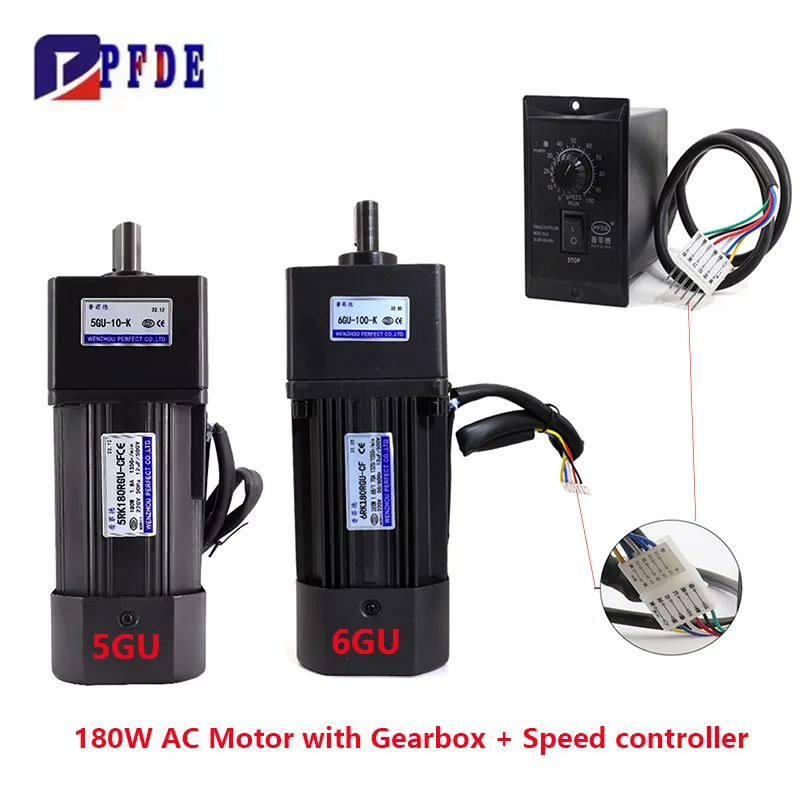 

Used for Stir Fry Machine, Mixer 180w AC Geared Reducer Motor 5GU 6GU Gearbox with Speed Controller CW CCW High Torque Variable