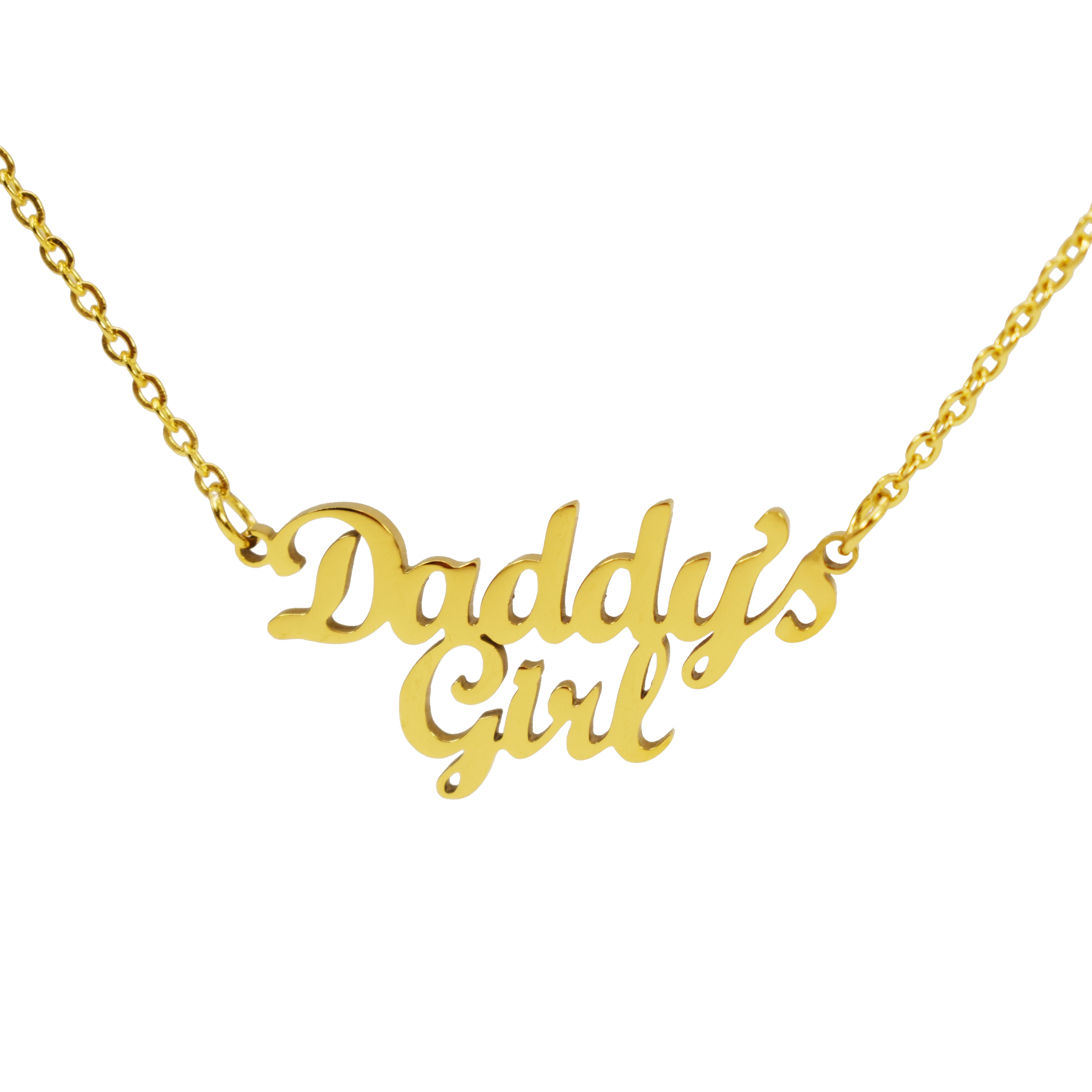 Stainless Steel Daddys Girl Pendant Name Necklace for Daughter Choker Chain Gold Color Jewelrys