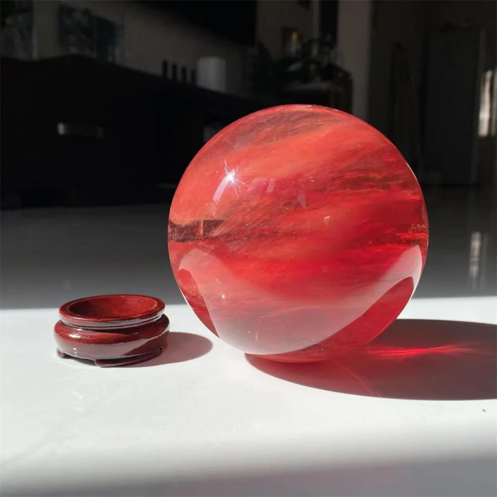 Beautiful Red Stone Quartz Ball,Red High Temperature Smelting Crystal Ball,Mineral Reiki Healing Stone,Magic Divination Degaussi view 5
