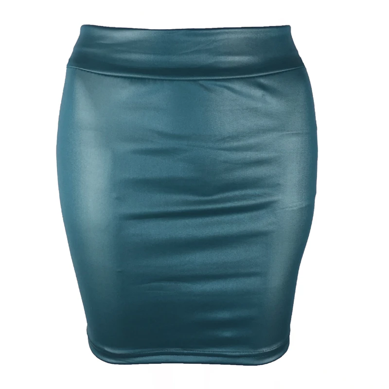 Women Mini Skirt Solid Color High Waist Slim Fit Skinny Matte Faux Leather Cozy Commuter Bodycon Skirt Streetwear