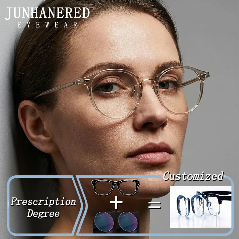 

Brand Design Fashion Round General Frame Photochromic Prescription Glasses Anti Blue Light Hyperopia Myopia Astigmatism Eyewear