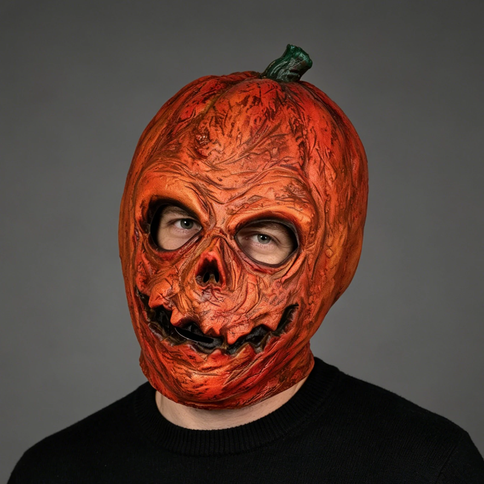 Horror Pumpkin Full-Face Mask, Perfect for Holiday Party Costumes, Ideal for Halloween Pranks, Masquerade Balls, and Carnival Parties view 3