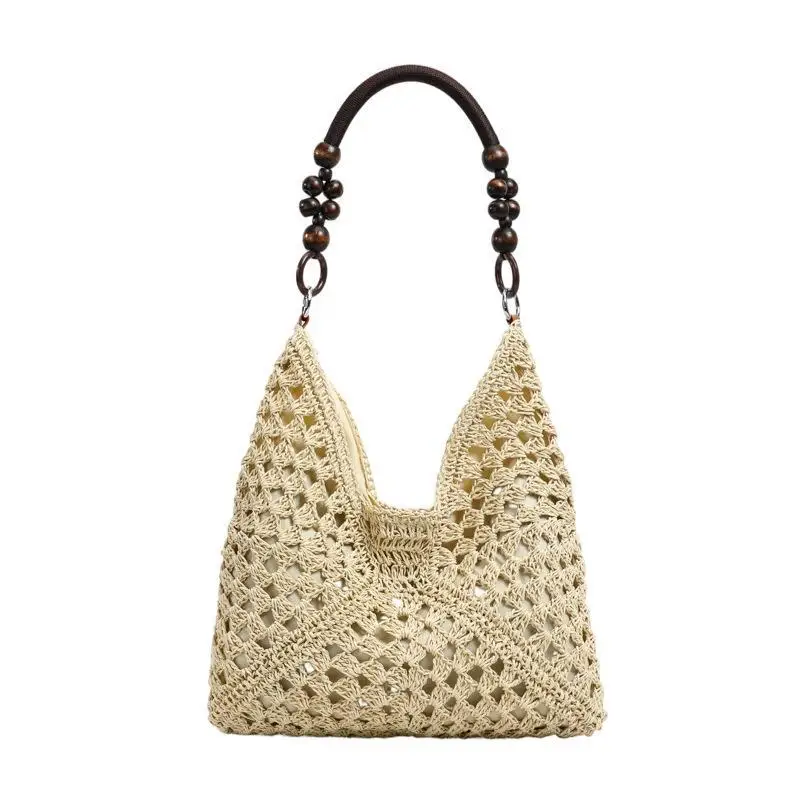 Modische, vielseitige gewebte Tasche, neue Damen-Tragetasche mit großem Fassungsvermögen, Sommer-Strand-Urlaubs-Schultertasche für den Pendelverkehr – Detail 5