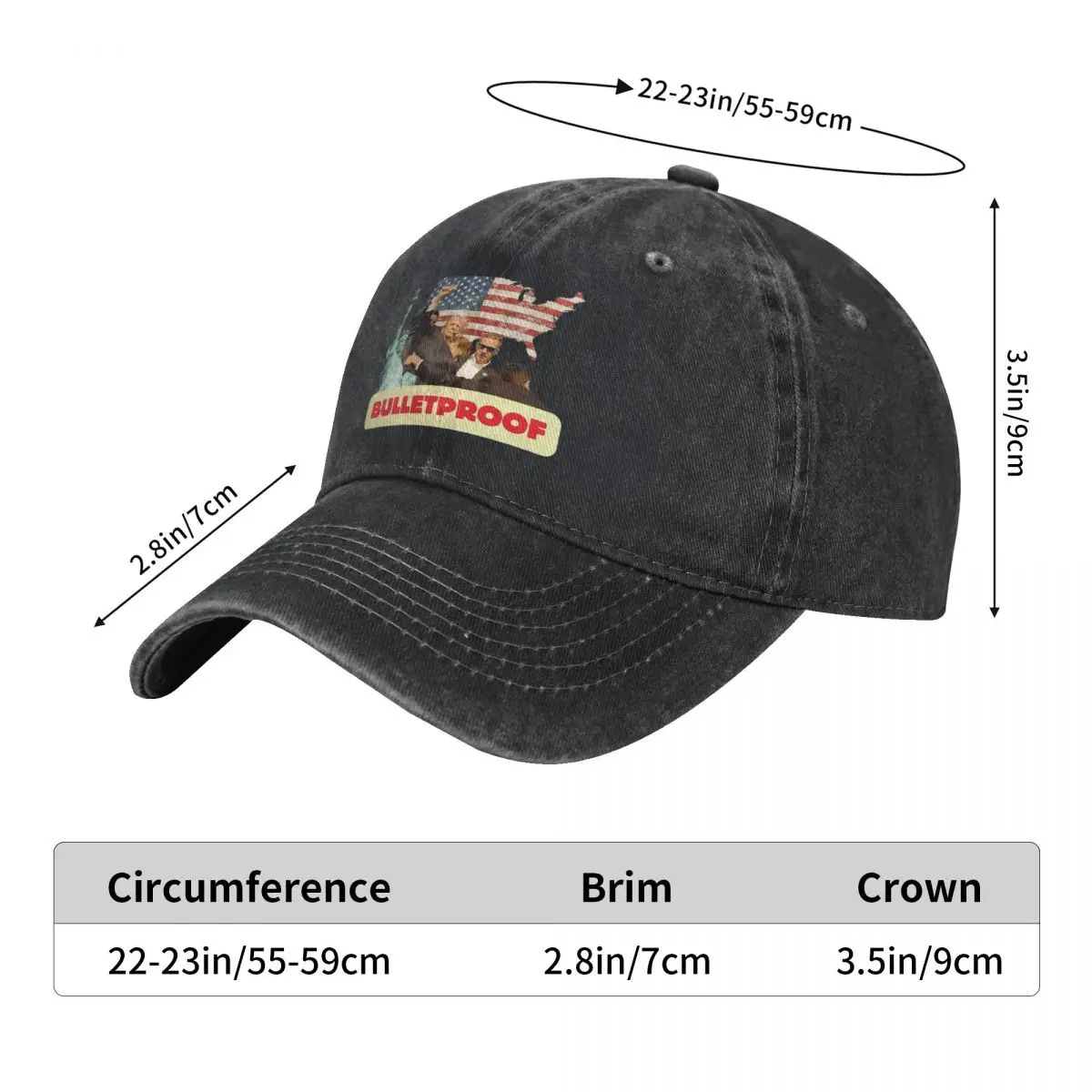 Donald Trump Bullet Proof President Baseball Cap Tennis Skate Quality Trucker Hat Men Adult Casual Sun-Proof Baseball Caps