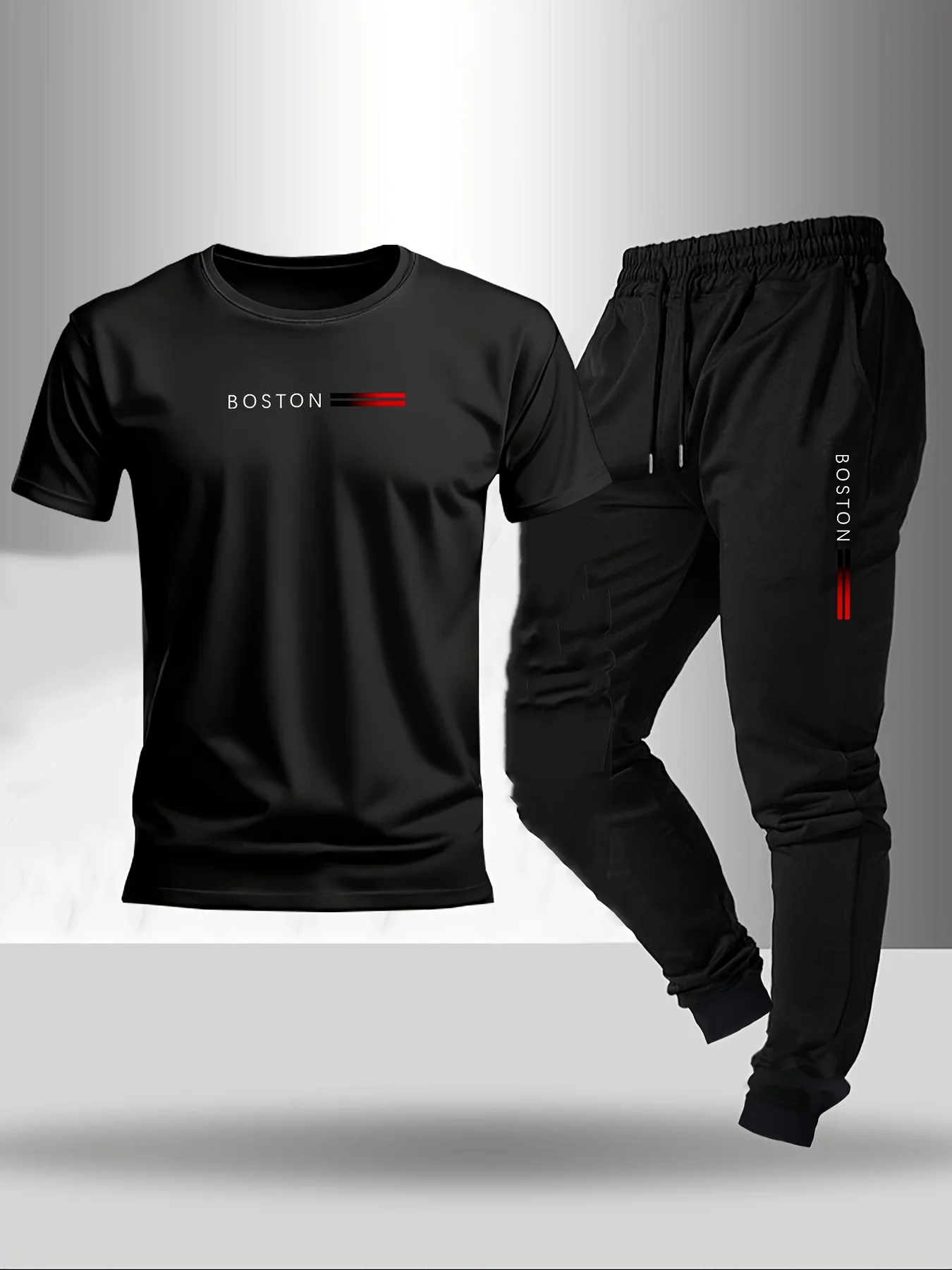 

Летняя модная мужская полосатая футболка с буквенным принтом, мягкая дышащая футболка с круглым вырезом и штаны, комплект уличной одежды, которую можно стирать в машине