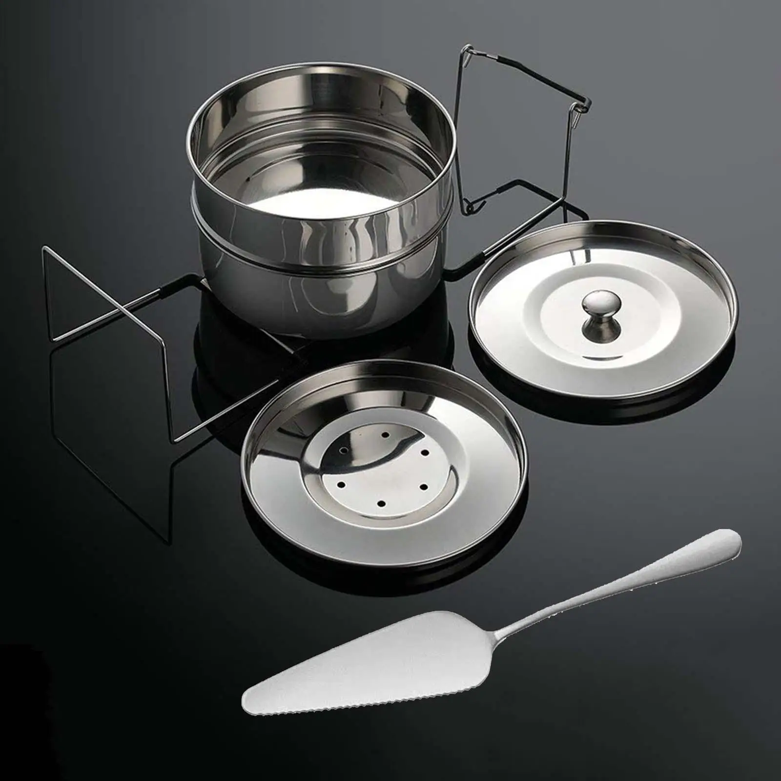 Stainless Steel Steamer Inserts Food Steamer Pan Quick Cooking 2 Tier Steamer Inner Pot Set Cooker Inserts for Soup