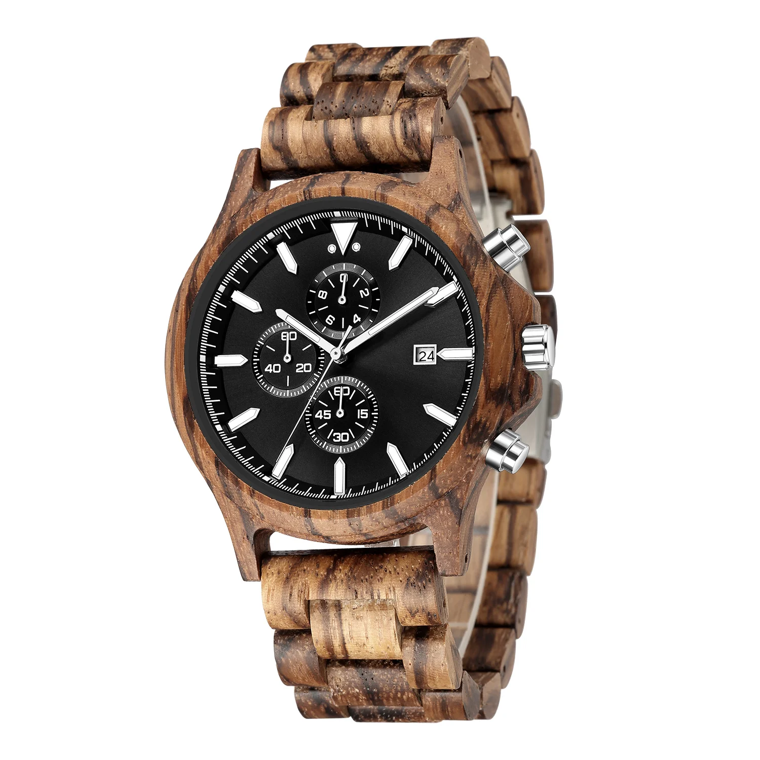 Men's Wooden Wristwatch Quartz Movement Natural Wood Watch Handmade Wooden Watch Design Classic Style for Daily Wear Gift