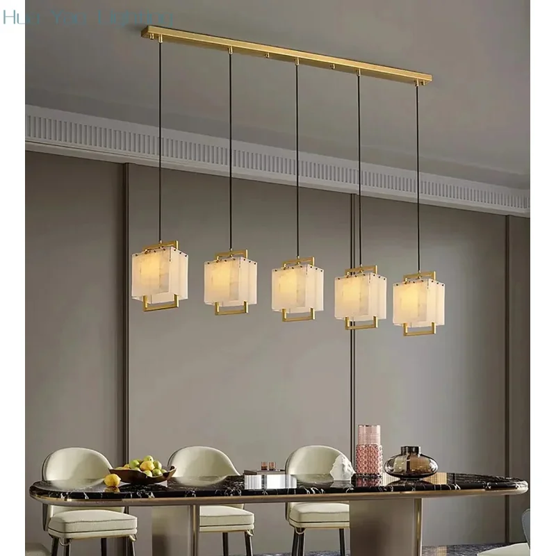 

Modern Natural Marble LED Chandeliers Lustre Staircase Loft Pendant Lamps for Dining Living Room Hanging Light Lighting Fixture