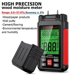 Pin-Type Damp Meter, Digital Humidity Meter with 3 Colours Backlit LCD,Moisture Meter Detector for Walls,Logs,Firewood,Building