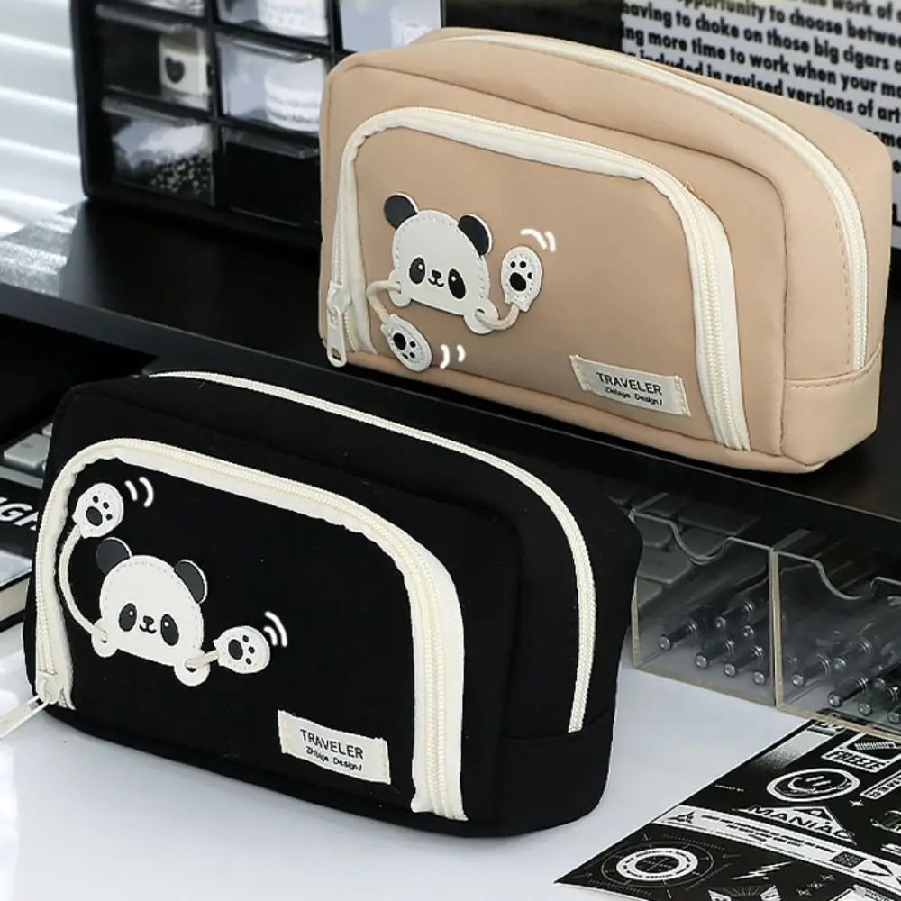 Desktop Storage Aesthetic Pencil Bag Aesthetic Korean Style Pen Case Organizer Funny Dancing Panda Pencil Box Children