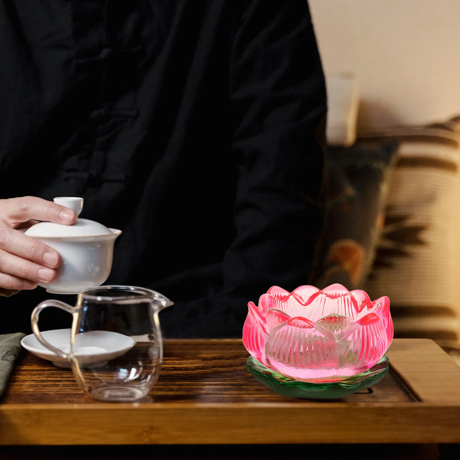 

Lotus Holder Colored Glaze Tealight Cup Smooth Surface For Home Decor Dining Table Centerpiece Elegant Candlestick