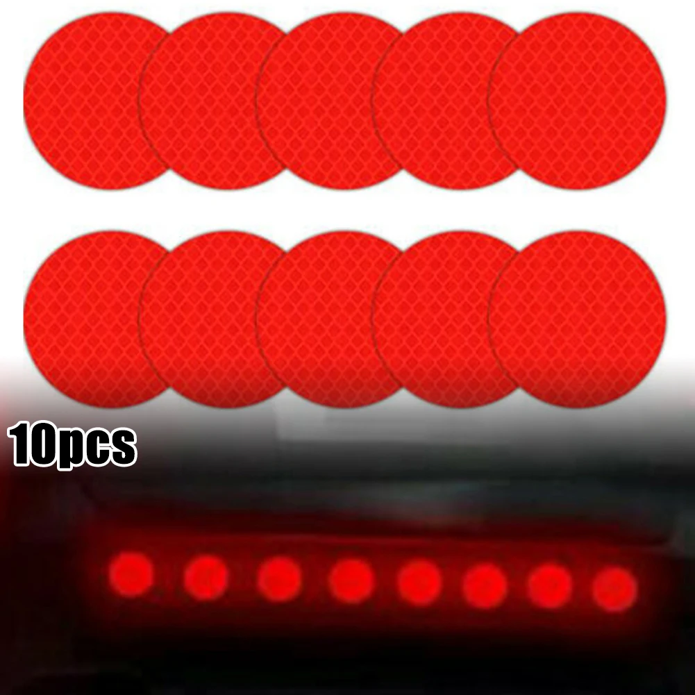 Round Circle Red Car Reflective Sticker 10pcs Waterproof for Bumper Truck Motorcycles Pack of 10 (80 characters)