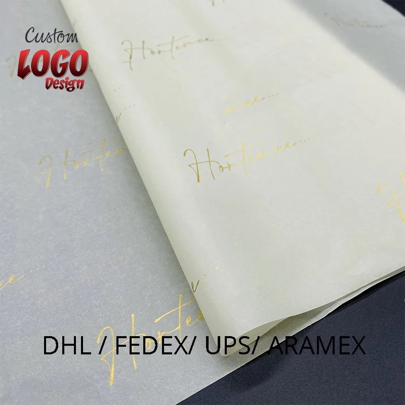 500 / 1000 Sheets custom LOGO designed wrapping tissue paper with logo for clothes gift packaging