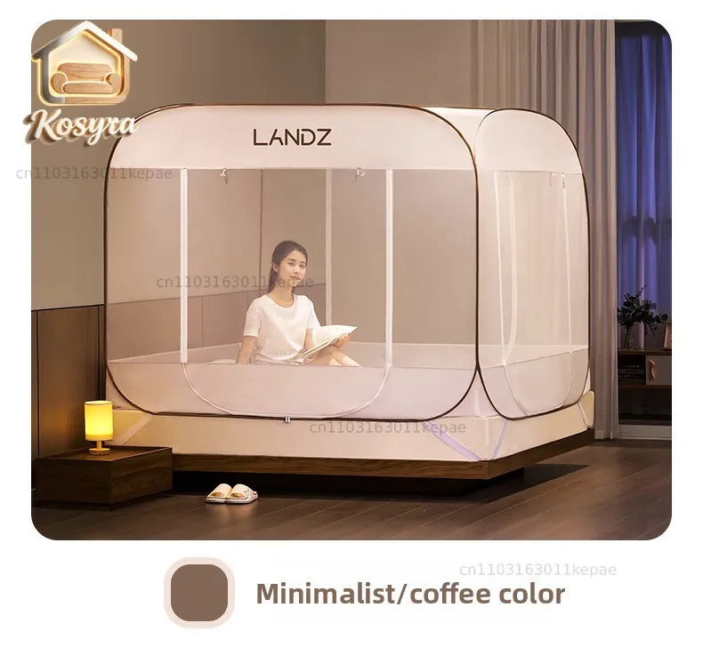 

Mosquito net 2025 free installation foldable home yurt bedroom anti-drop children's zipper integrated lazy bed net