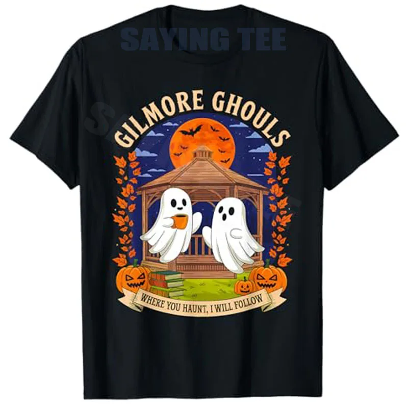 

Gilmore Ghouls Where You Haunt I Will Follow T-Shirt Family Halloween Costume Novelty Gift Cute Ghost Y2k Graphic Outfit Tee Top