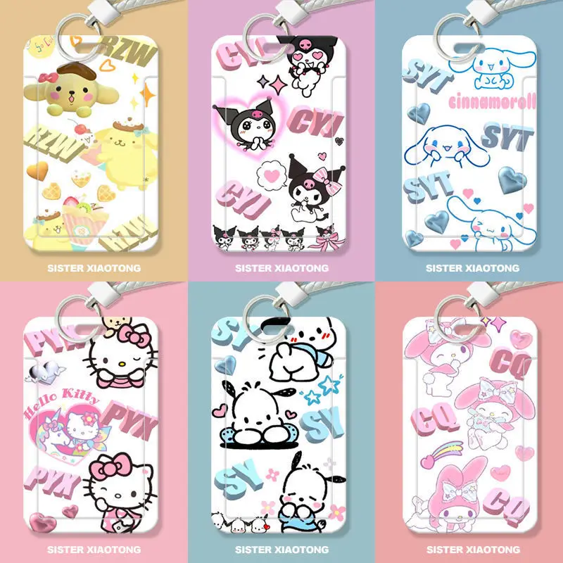 

Kawaii Hello Kitty Card Set Sliding Cover Cute Cartoon Anime Toys Women Supplies Desktop Ornament Female Student Gift Wholesale