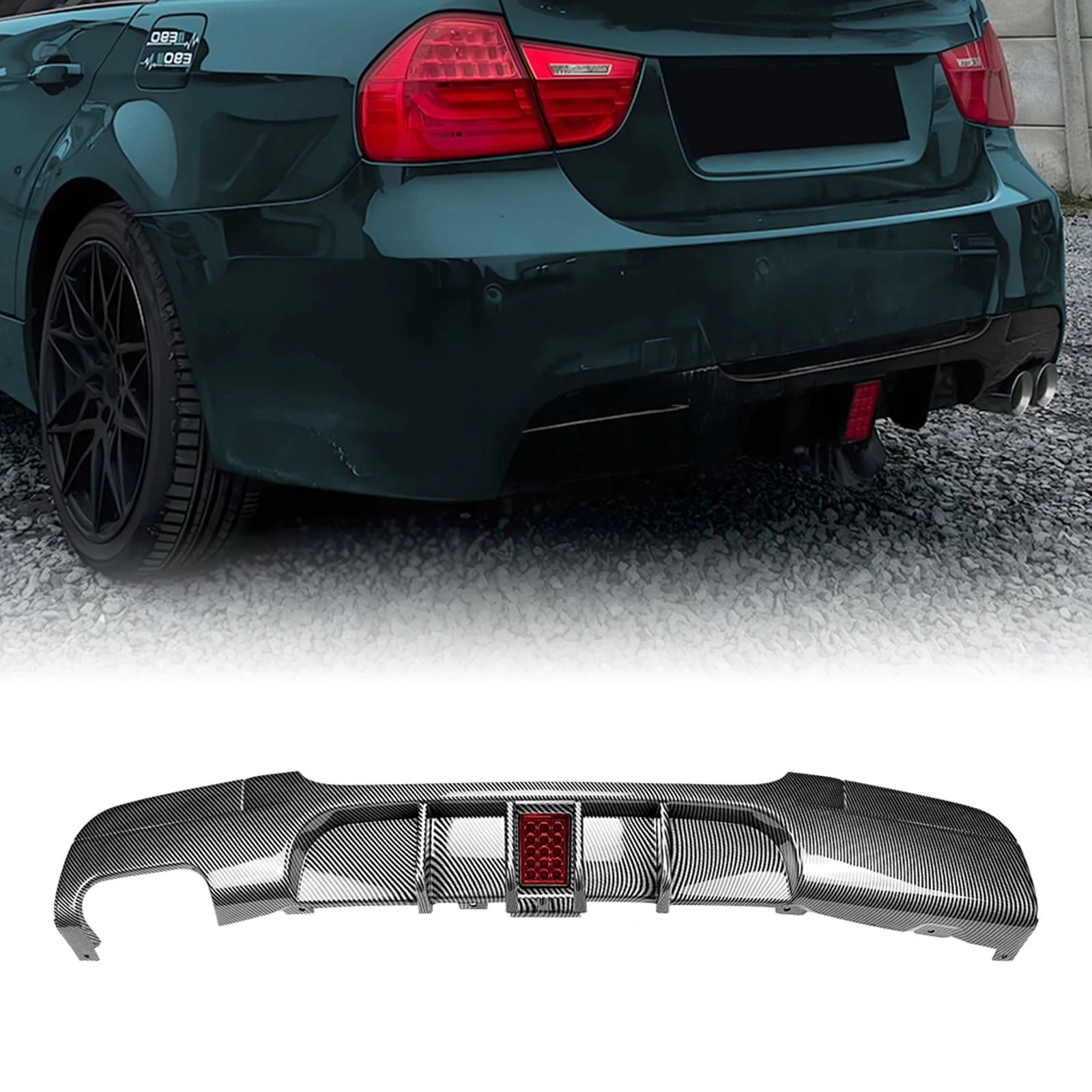Rear Bumper Diffuser Splitter Spoiler Lip For BMW 3 Series E90 E91 M Sport 2005-2012 318i 320i 325i 328i 330i 335i Sedan M-tech - view 4