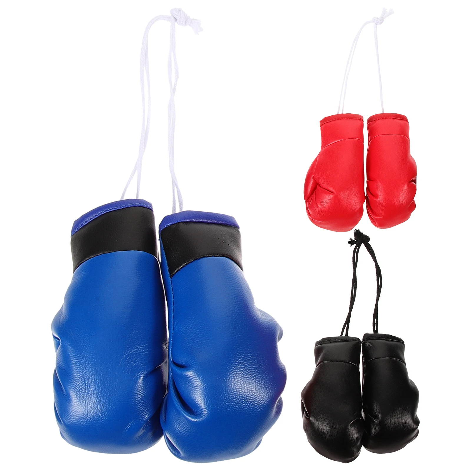 

3 Pairs Mini Boxing Gloves Decorations Blue Red Black Car Christmas Hanging Ornaments Safe Reusable Home Office Party