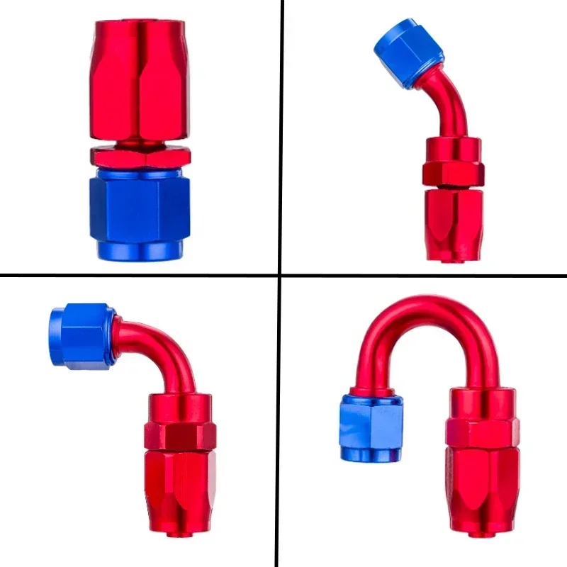 6X AN4 AN6 AN8 AN10 AN12 recto 0 45 90 180 grados combustible de aceite extremo de manguera giratoria accesorio CPE Kit de adaptadores de extremo de manguera de aceite rojo azul