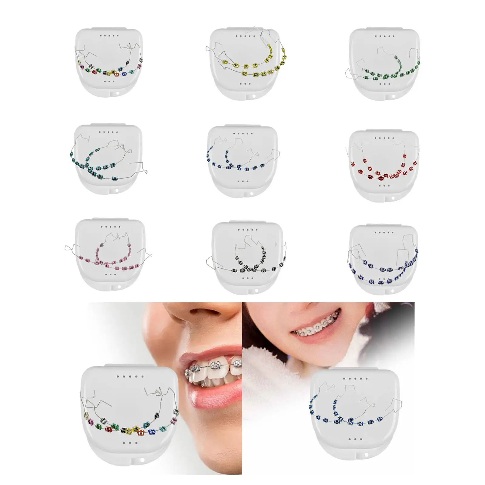 Fashionable Brace Temporary Tooth Decoration with Metal Wires Colorful Orthodontic Brackets Kit for Teeth Fashion