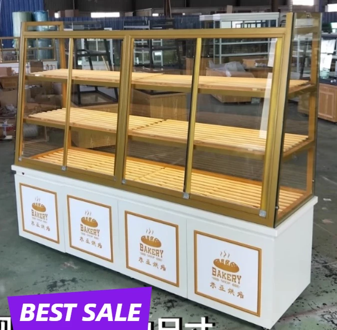 

R Bread Display Side Cabinet Egg Pastry Shop Baking Fried Goods Drawer Wrought Iron Solid Wood Middle Island Cabinet