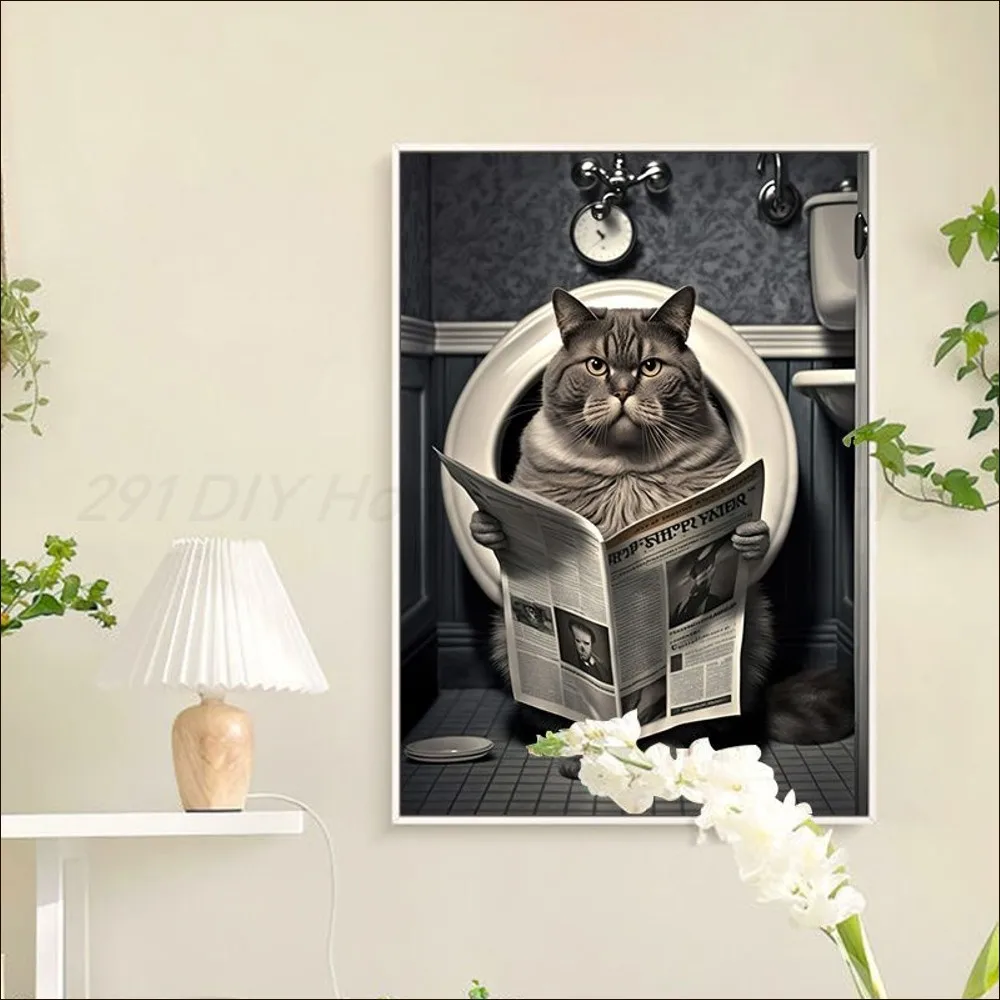 Animals Sitting on the Toilet Reading Poster Anime Posters Sticky HD Quality Poster Wall Art Painting Study Wall Decor