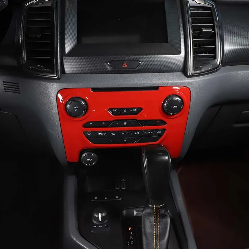 For Ford Ranger Wildtrak 2015-2021 ABS Red Car Glass Lift Frame Steering Wheel Frame Water Cup Cover Sticker Car Accessories