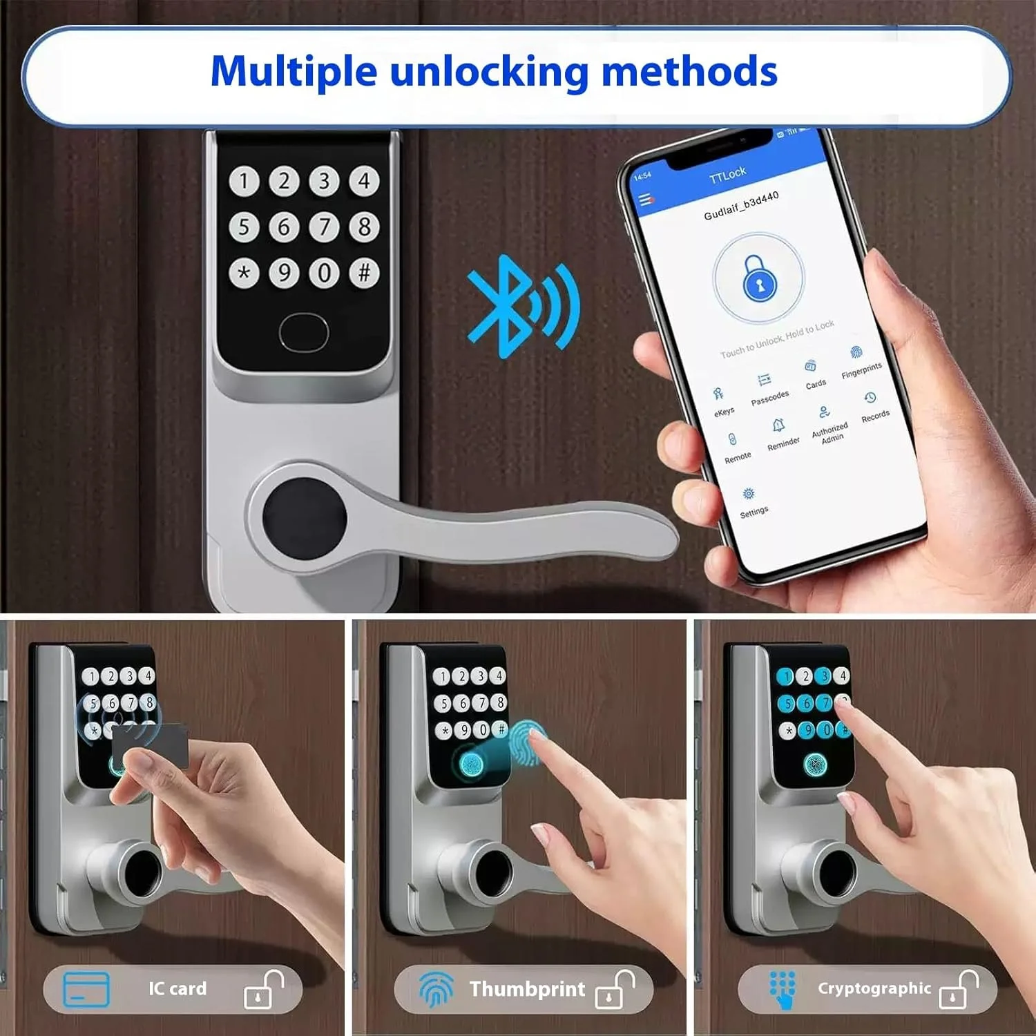 Tuya WiFi Digital Lock 60/70 Adjustable Deadbolt Mortise Password Card Key TTlock Smart Fingerprint Door Lock for Apartment Home