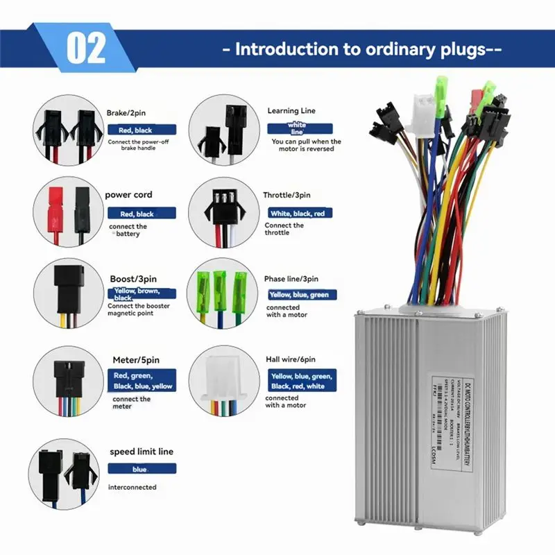 DT19 Electric Brushless Controller 20A 36V 48V 500W 350W for Scooter Bicycle DC Motor Controller