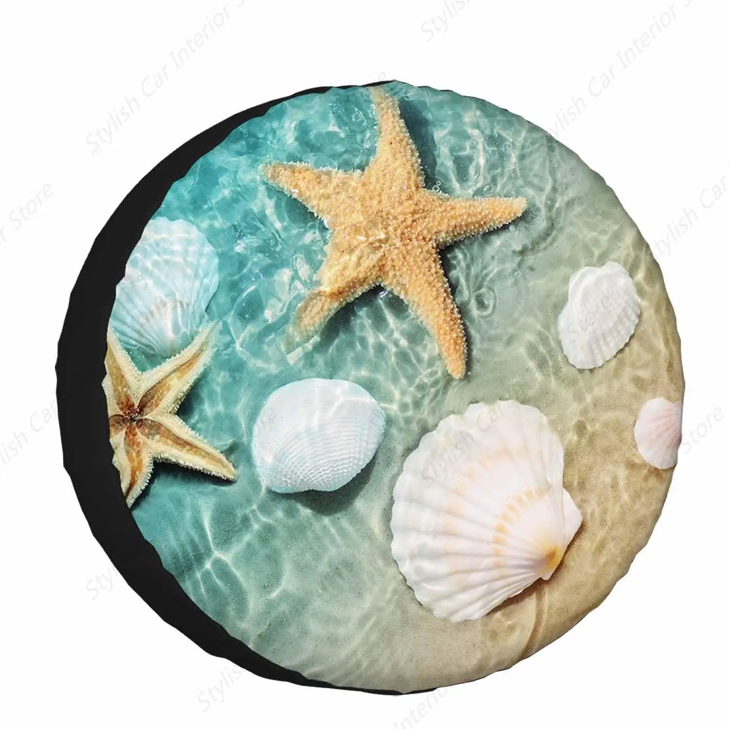 Starfish Seashell Spare Tire Cover 15 inch Wheel Tropical Ocean Beach Seashore Shells Protectors Weatherproof Universal