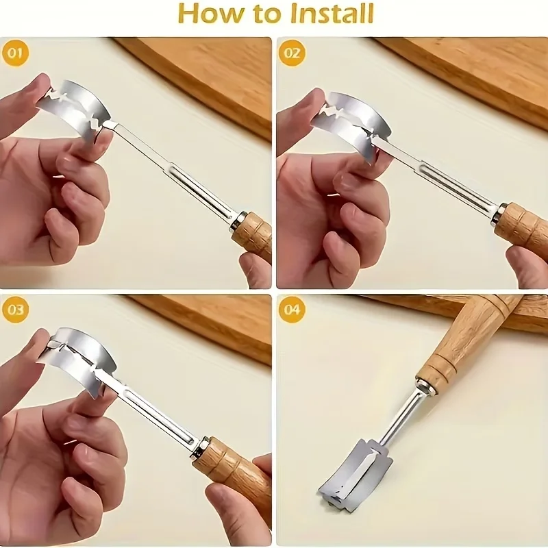 Bread Cutter French Bread Blades Kitchen Gadgets Normal Wood Handle Baking Accessory European Style Curved Arch Toast Knife