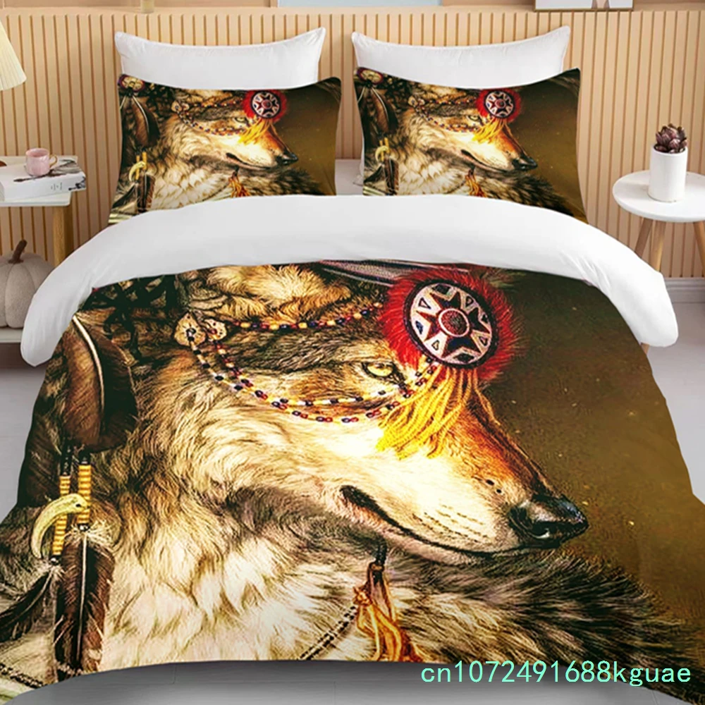 10 Sizes Exquisite Wolf Pattern King Size Double Bed Children's Bedding  Microfiber Or Polyester Duvet Cover 3 Piece Set